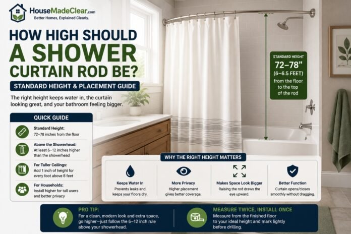 How High Should a Shower Curtain Rod Be? Standard Height & Placement Guide