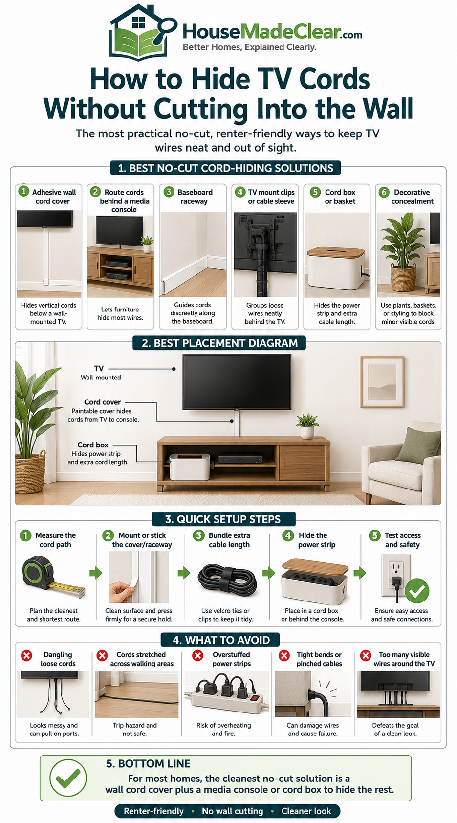 How to Hide TV Cords Without Cutting Into the Wall