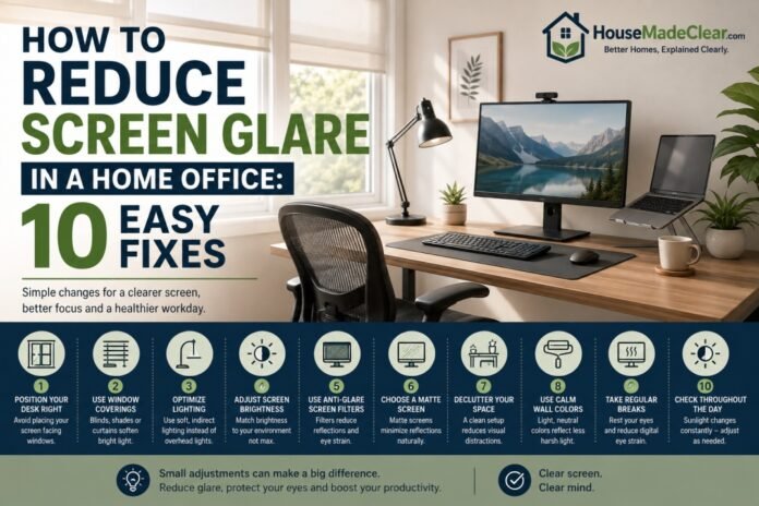 Reduce Screen Glare in a Home Office How to Reduce Screen Glare in a Home Office: Lighting & Desk Setup Guide