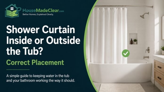 Should the Shower Curtain Go Inside or Outside the Tub Should the Shower Curtain Go Inside or Outside the Tub? Liner Placement Explained