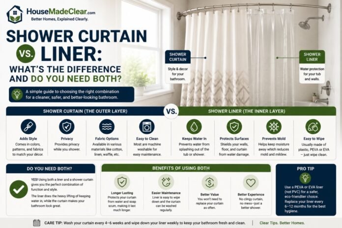 Shower Curtain vs Liner: What’s the Difference and Do You Need Both?