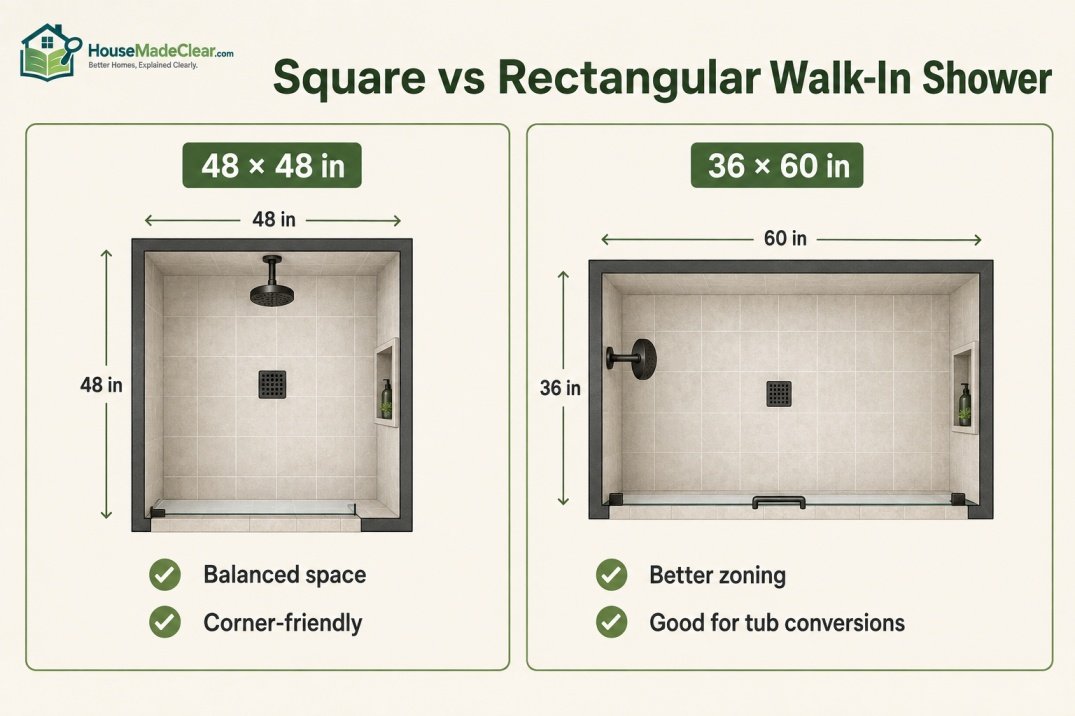 Square vs Rectangular Walk-In Shower