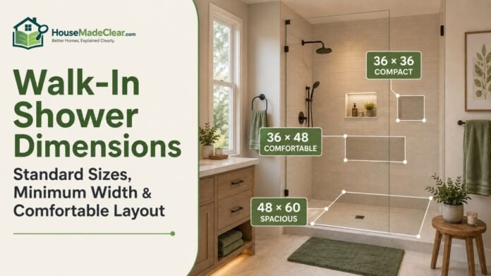 Walk-In Shower Dimensions: Standard Sizes, Minimum Width & Comfortable Layout Guide
