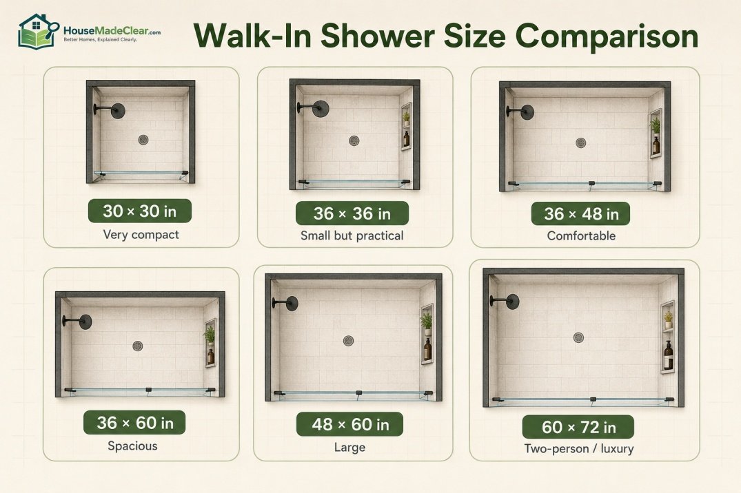 Walk-In Shower Dimensions at a Glance