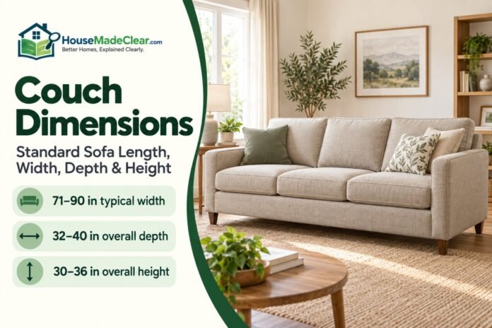 Couch Dimensions: Standard Sofa Length, Width, Depth & Height