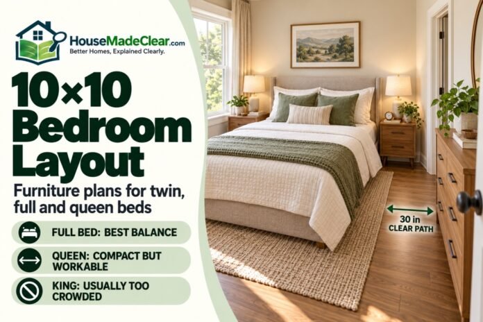 10×10 Bedroom Layout: Furniture Plans for Different Bed Sizes