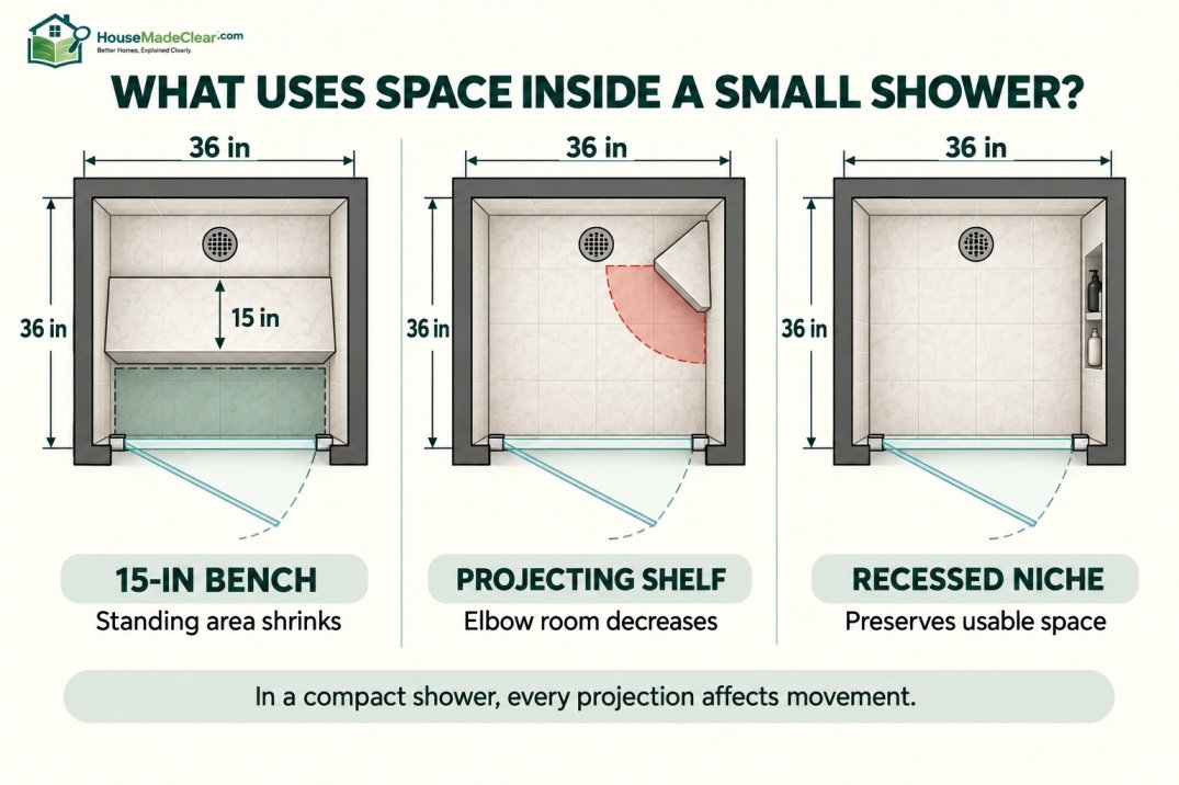 Square, neo-angle and curved quadrant corner-shower footprints