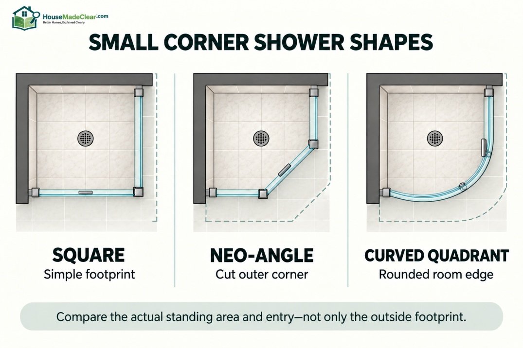 Effect of a 15-inch bench, projecting shelf and recessed niche on usable space in a 36 × 36 shower