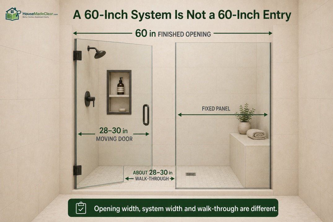 60-Inch Shower Door Walk-Through Width
