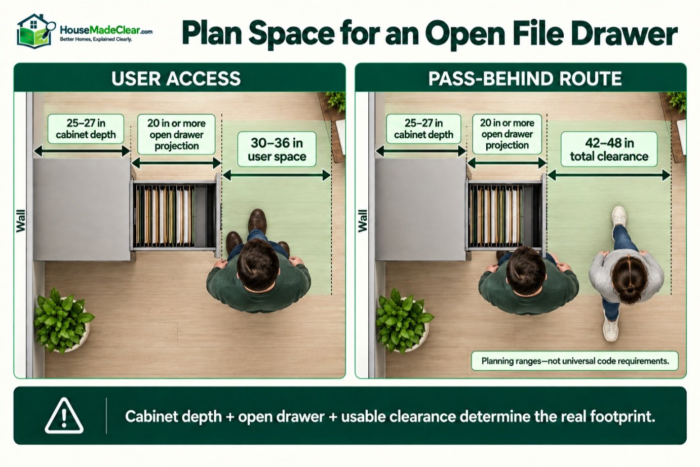 Vertical and lateral file cabinet width, depth and height ranges compared