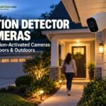 Motion Detector Cameras: How Motion-Activated Security Cameras Work Indoors & Outdoors Outdoor motion detector cameras monitoring a visitor approaching a home entrance at dusk