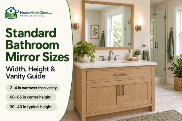 Standard bathroom mirror sizes Standard Bathroom Mirror Sizes: Width, Height & Vanity Guide