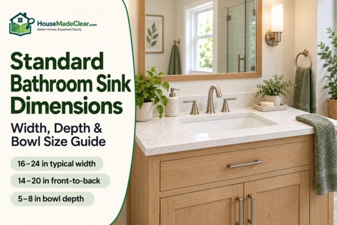 Standard bathroom sink dimensions Standard Bathroom Sink Dimensions: Width, Depth & Bowl Size Guide