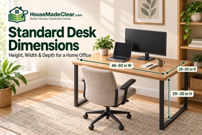 Standard desk dimensions for a home office 1 Standard Desk Dimensions: Height, Width & Depth for a Home Office
