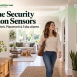 Home Security Motion Sensors: How They Work, Placement & False Alarms Home security motion sensor monitoring a homeowner and dog moving through an entry hallway