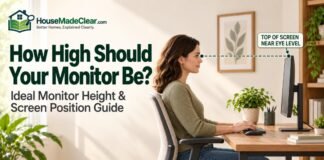 How High Should Your Monitor Be? Ideal Monitor Height & Screen Position Guide ideal monitor height with the top of the screen positioned near seated eye level