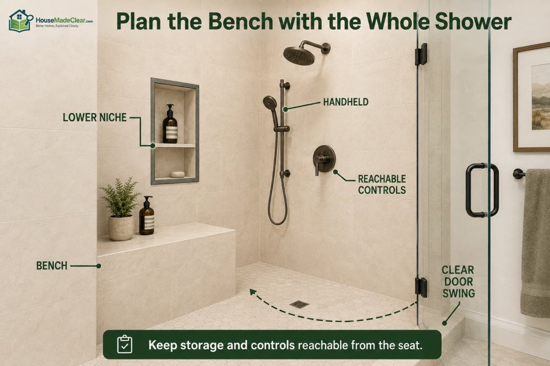 Shower Bench and Control Placement