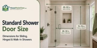 Standard Shower Door Size: Dimensions for Sliding, Hinged & Walk-In Showers Standard Shower Door Size: Dimensions for Sliding, Hinged & Walk-In Showers