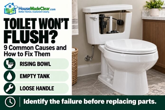 00-toilet-wont-flush-featured-image Toilet Won't Flush? 9 Common Causes and How to Fix Them