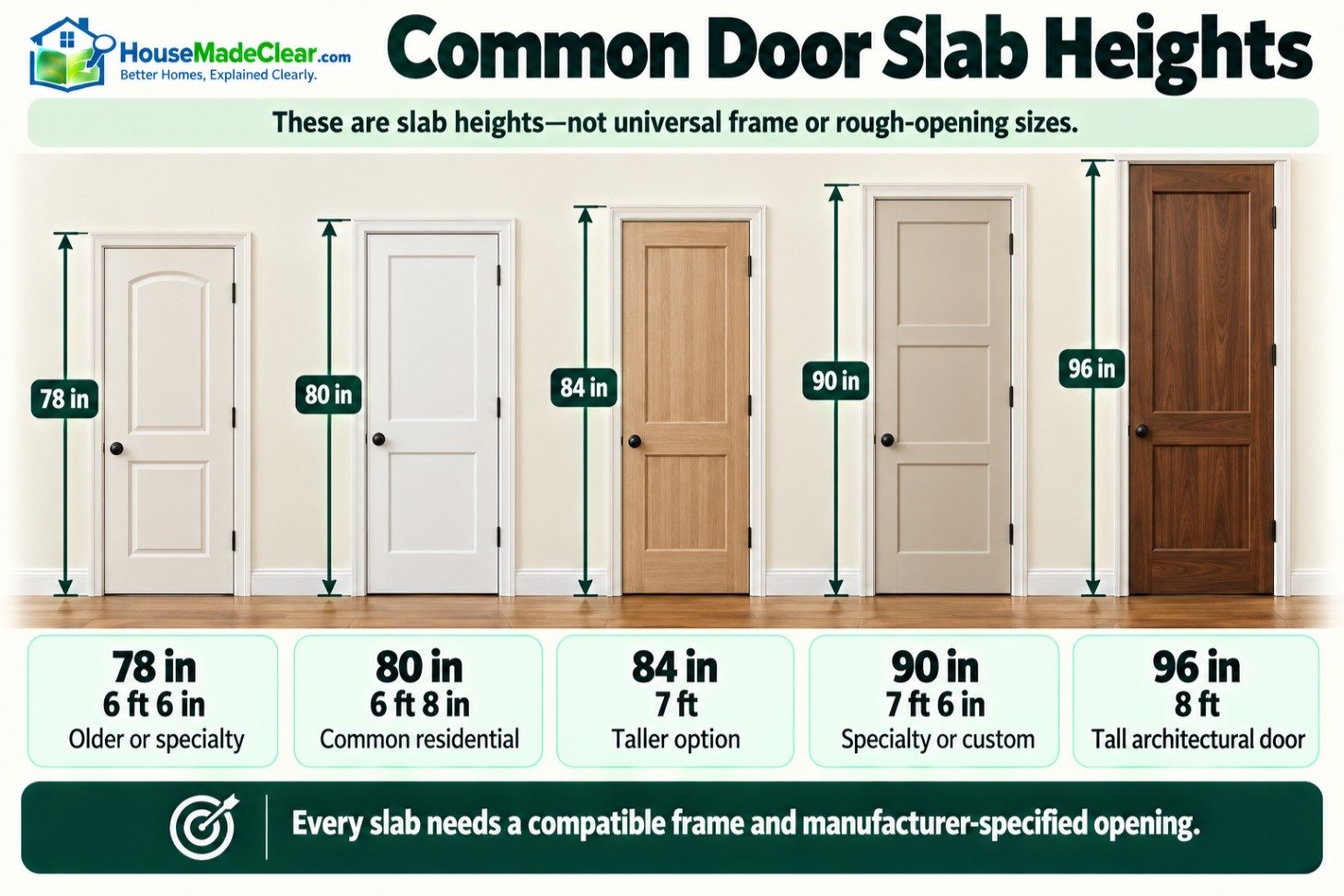 Door Frame Height Chart for Different Door Sizes