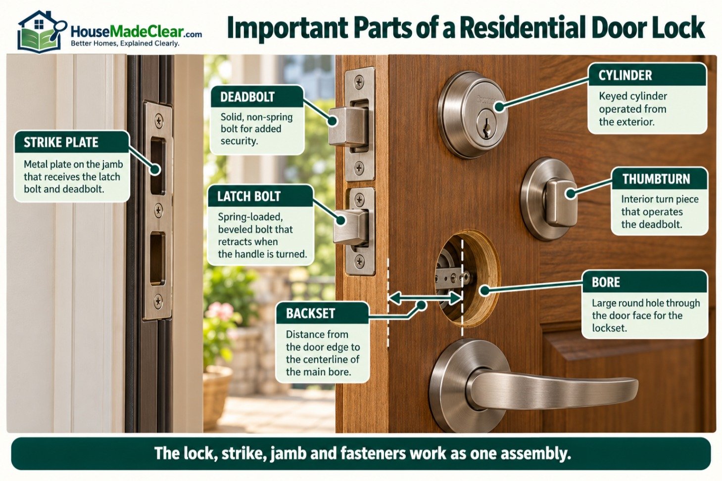 Single-cylinder, double-cylinder and one-sided deadbolts compared by exterior and interior operation