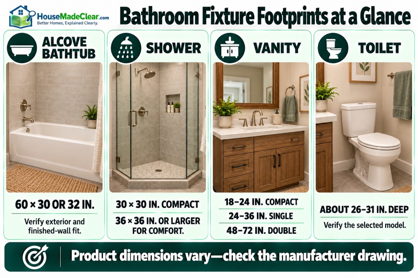 Standard Bathroom Fixture Dimensions