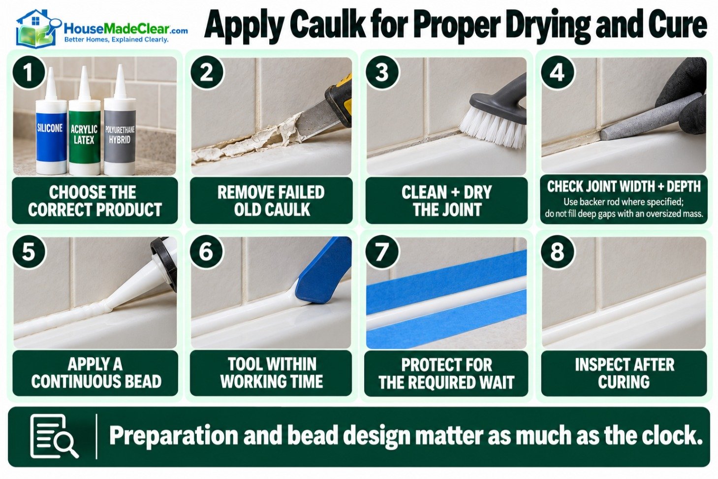 Temperature, humidity, bead thickness and other factors affecting caulk cure time